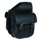 9573.00 - Leather Saddler Bag in black with double buckle straps, designed for durable pet travel and equestrian use.