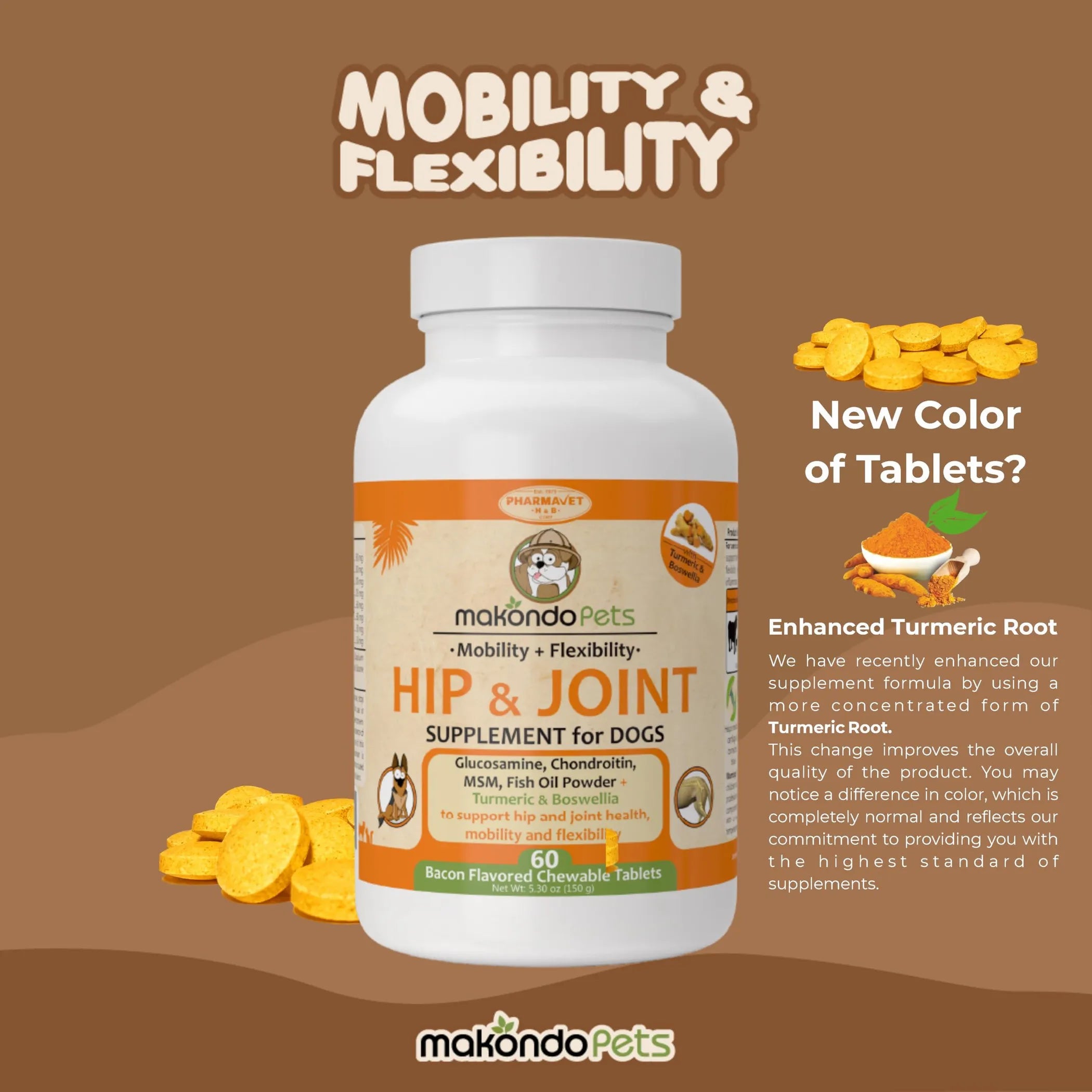 Dog Hip and Joint Supplement with Glucosamine Turmeric for Dogs