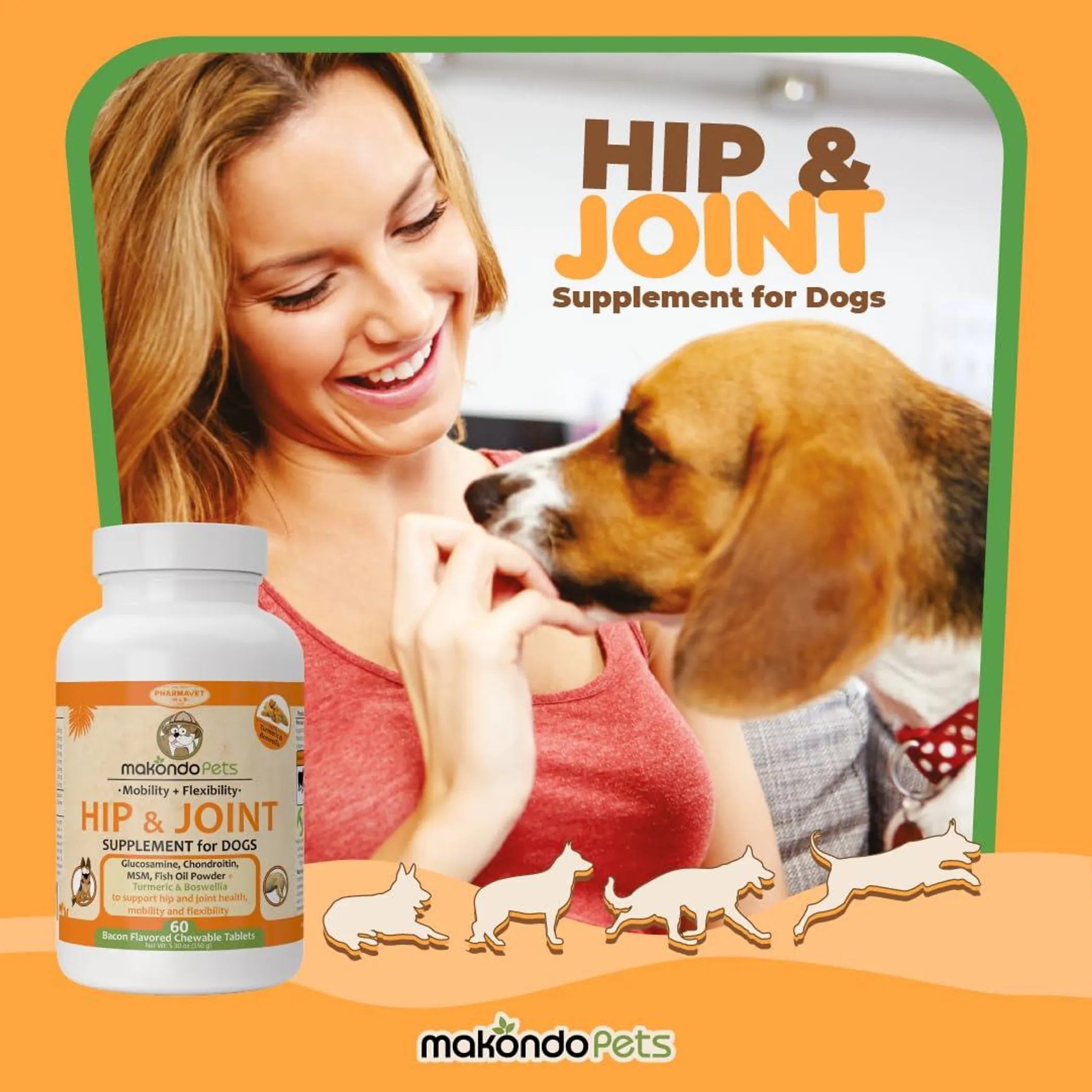 Dog Hip and Joint Supplement with Glucosamine Turmeric for Dogs