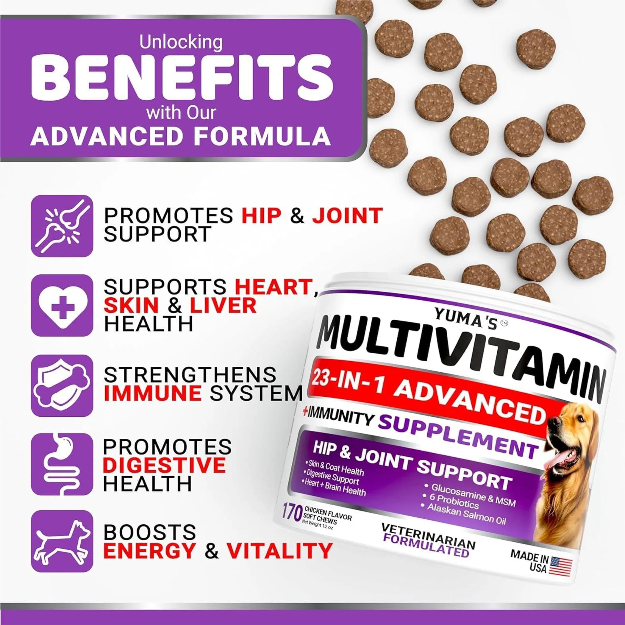 2 Pack Multivitamin Treats for Dogs Made in USA