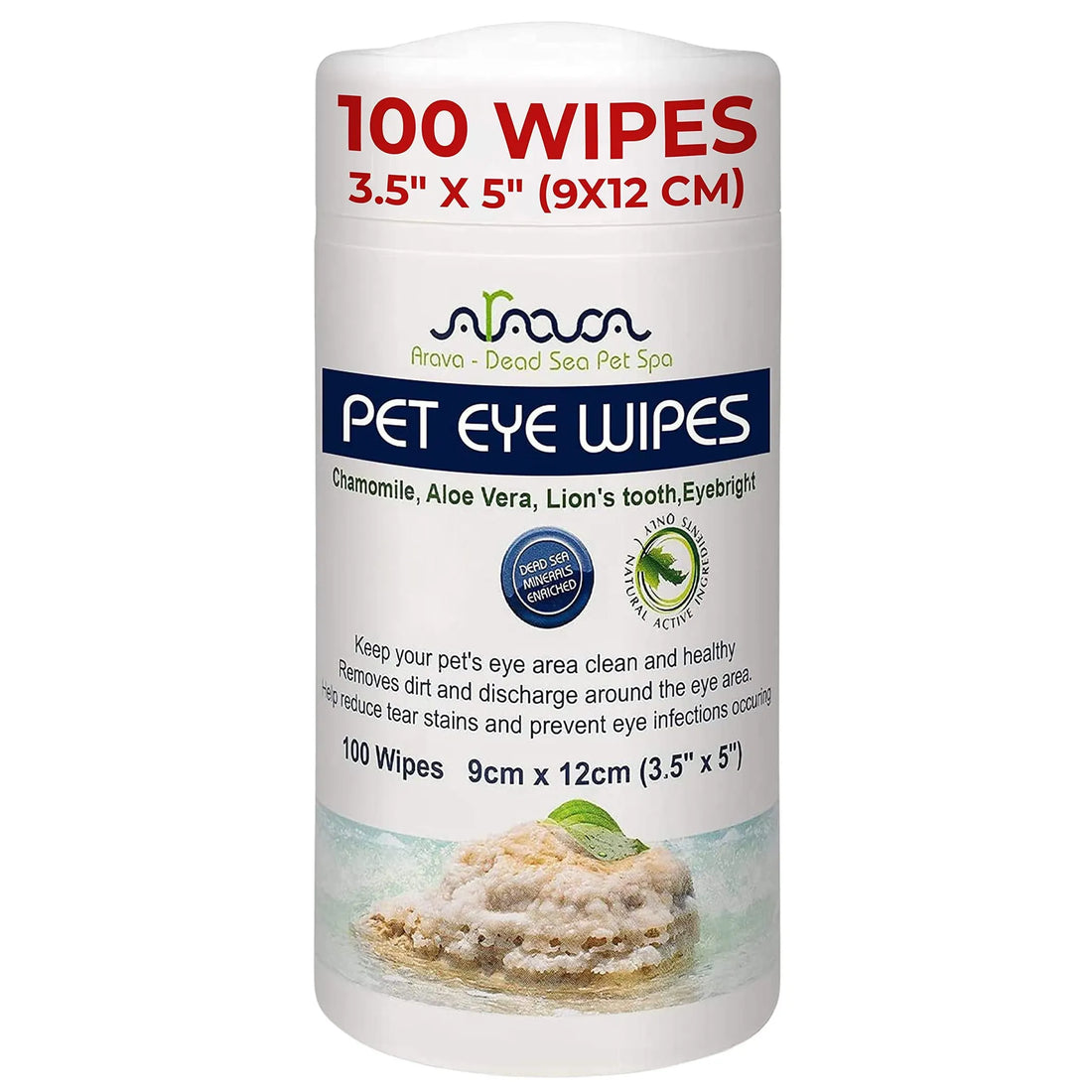 Arava Pet Eye Wipes for Dogs Cats Puppies & Kittens 100 Count Natural and Aromatherapy Medicated Removes Dirt Crust and Discharge Prevents Tear Stain