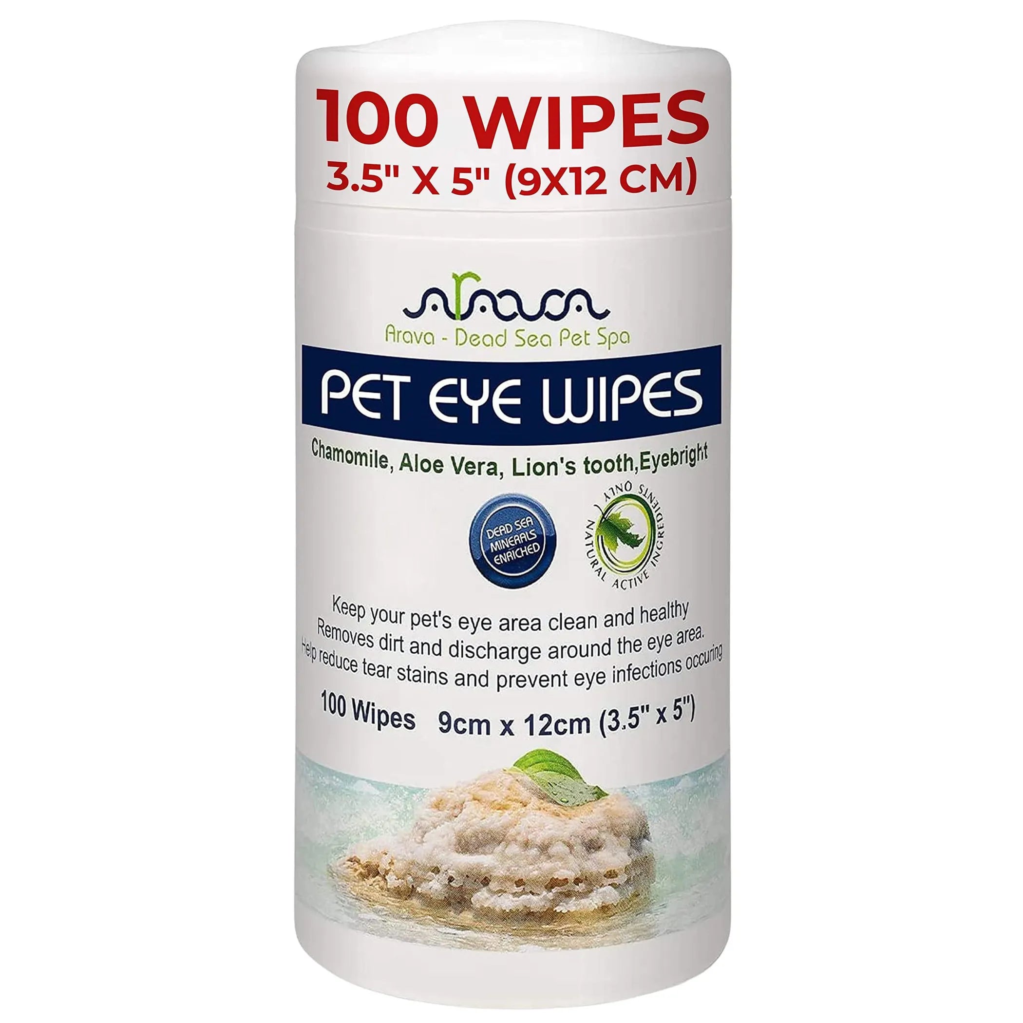 Arava Pet Eye Wipes for Dogs Cats Puppies & Kittens 100 Count Natural and Aromatherapy Medicated Removes Dirt Crust and Discharge Prevents Tear Stain