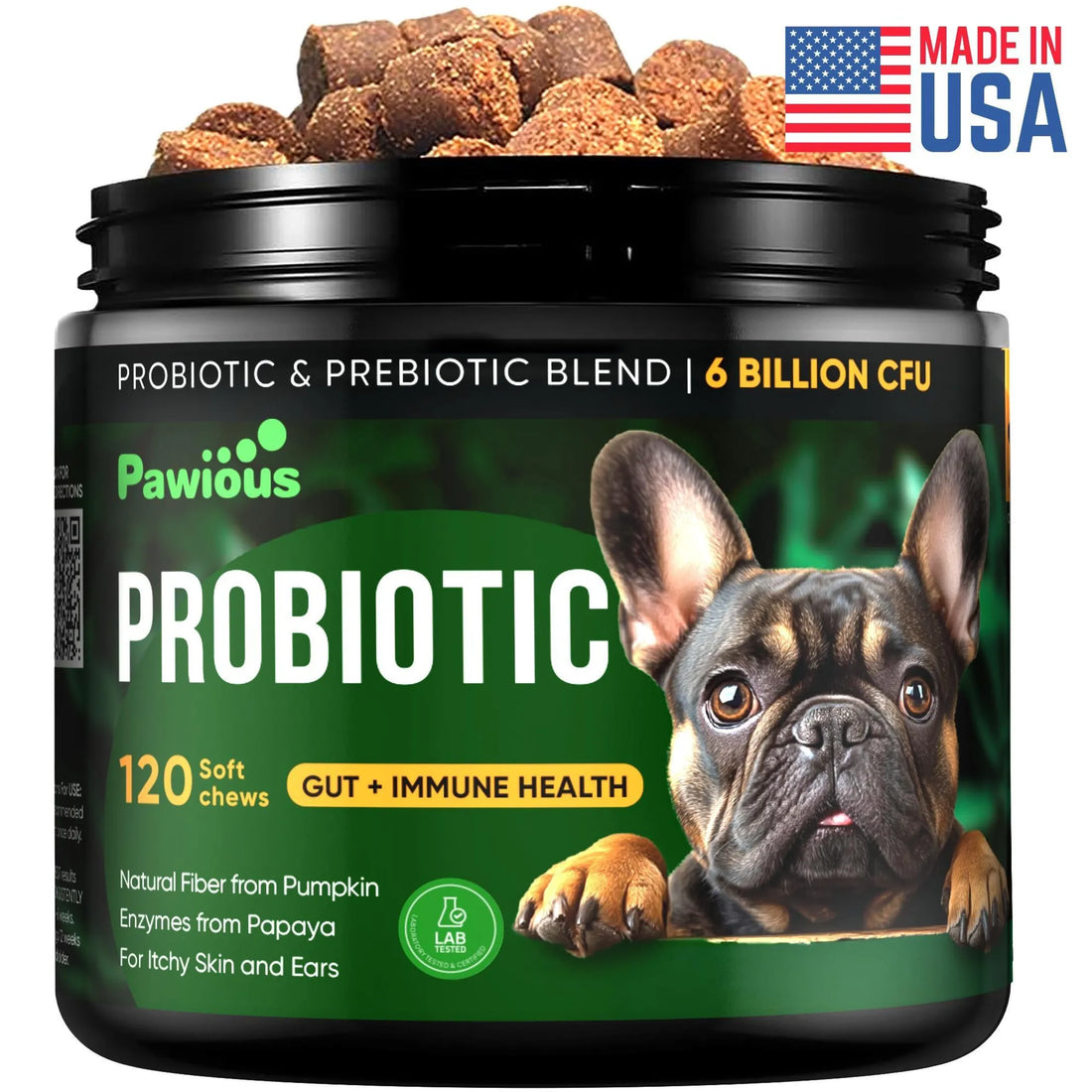 Probiotics for Dogs Digestive Enzymes Gut Flora Digestive Health Immune System Diarrhea Support Itchy Skin Allergies Pumpkin Flaxseed Meal Papaya Powd