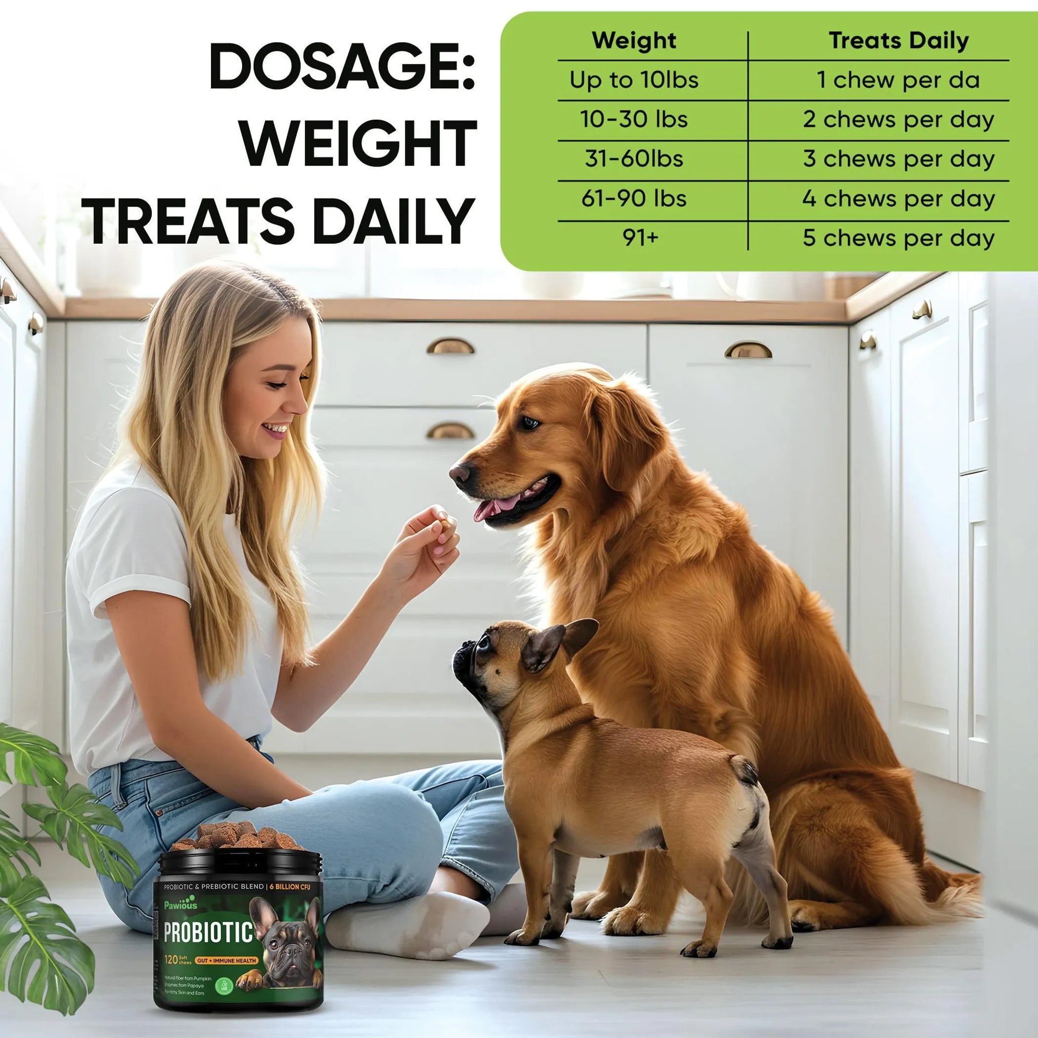 Probiotics for Dogs Digestive Enzymes Gut Flora Digestive Health Immune System Diarrhea Support Itchy Skin Allergies Pumpkin Flaxseed Meal Papaya Powd