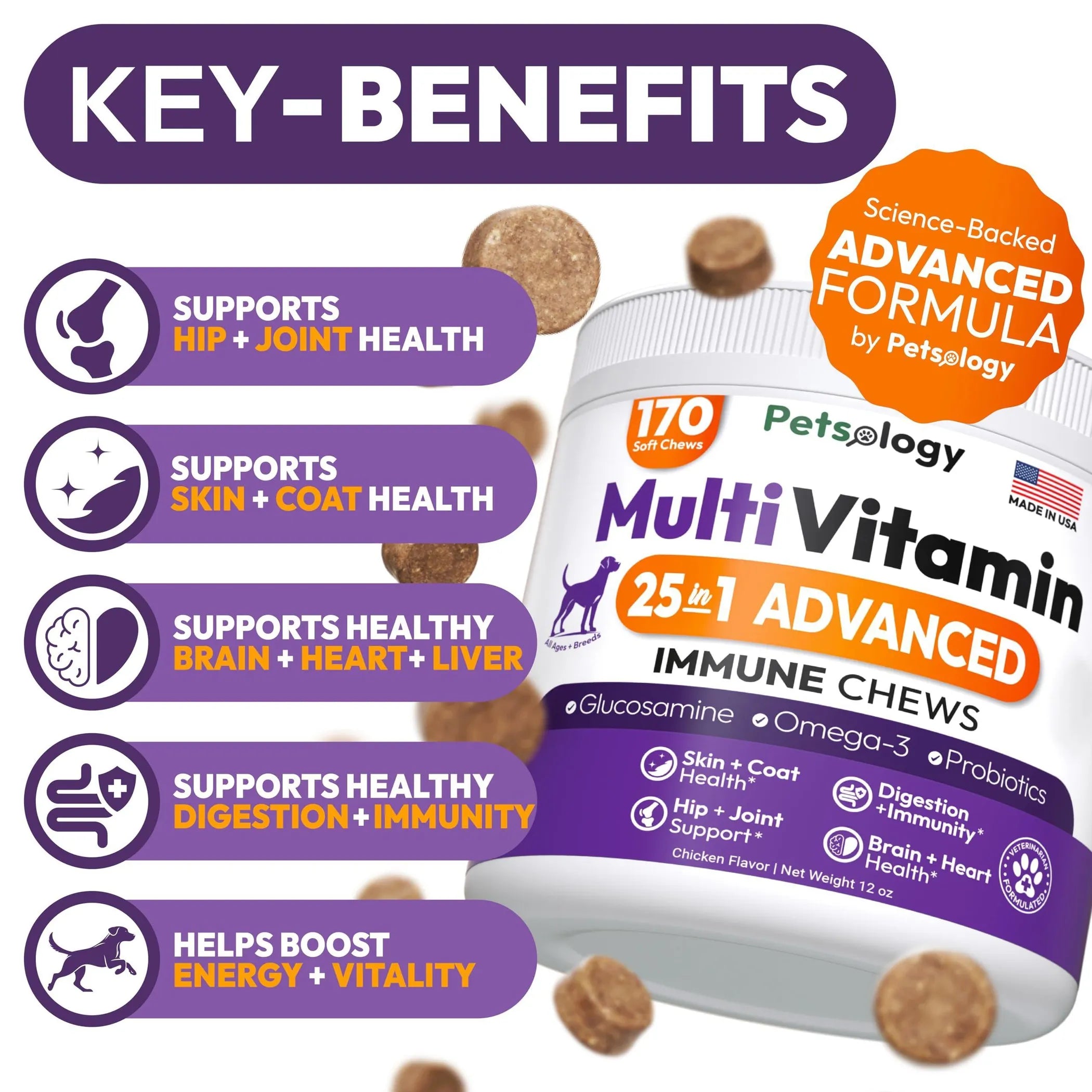 Multivitamin Chewable Dog Vitamins and Supplement