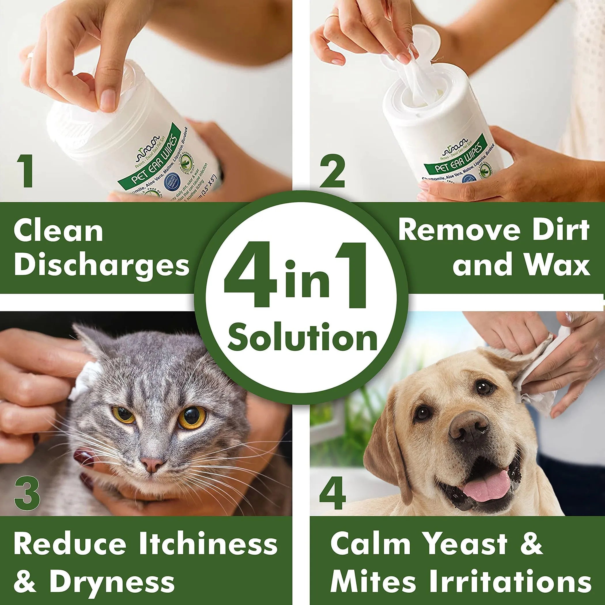Ear Cleaner Wipes by Arava for Dogs