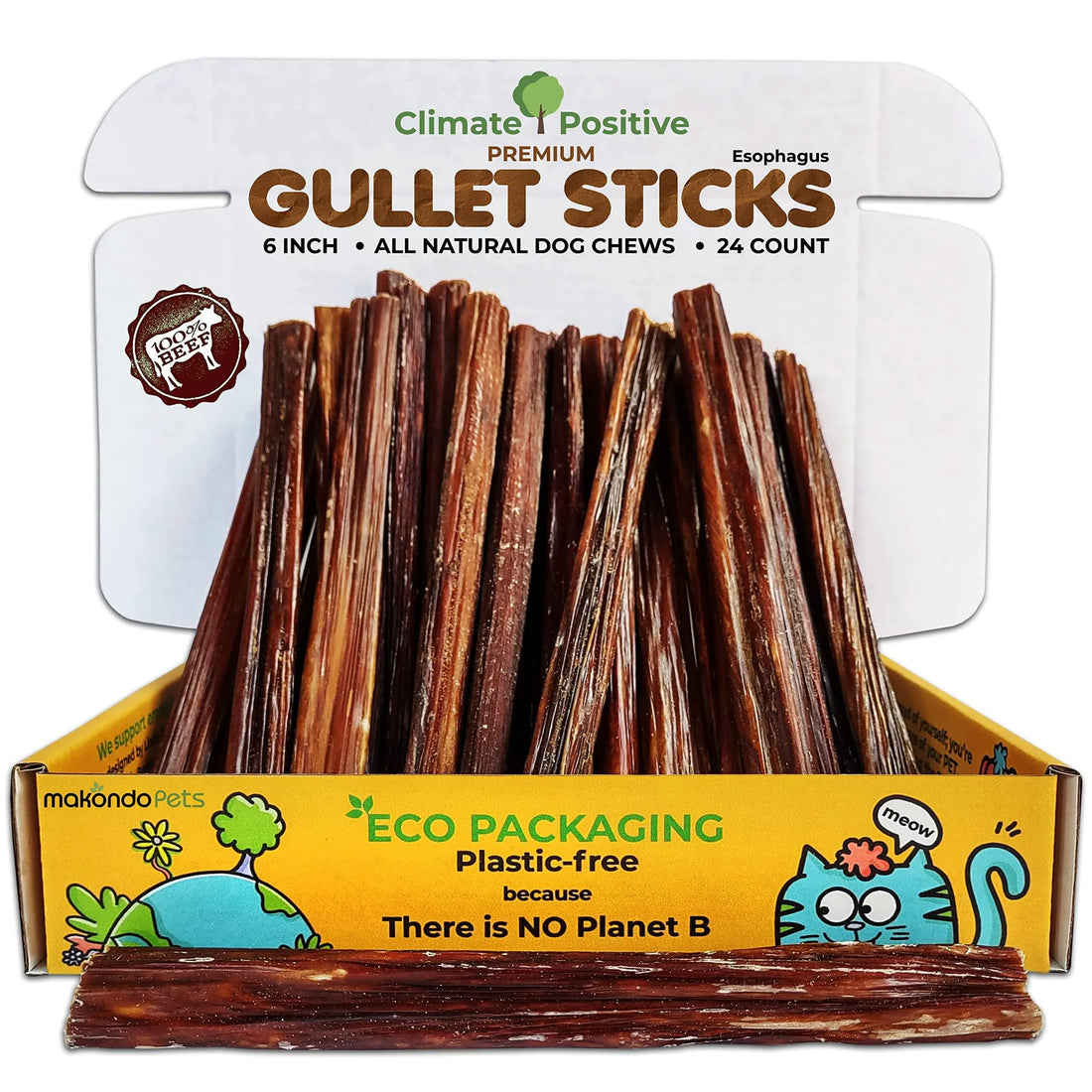 Gullet Sticks 100% Natural Beef Esophagus Dog Chews