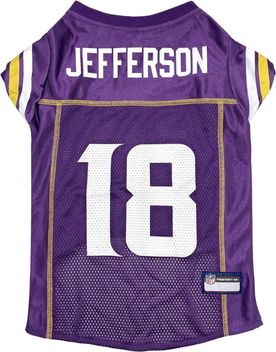 Justin Jefferson Dog Jersey - Minnesota Vikings NFL Pet Jersey, Team colors/LG