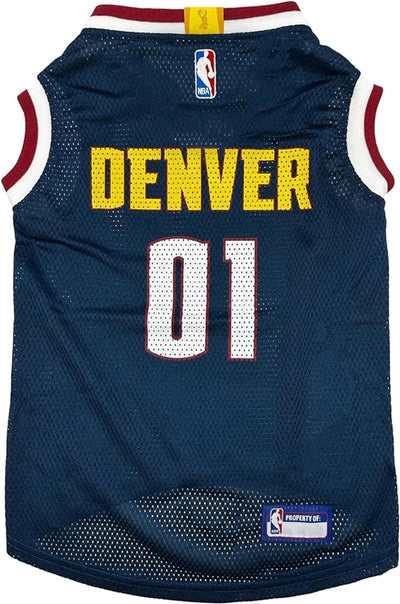 Denver Nuggets Basketball Mesh Dog Jersey by Pets First, LG/1