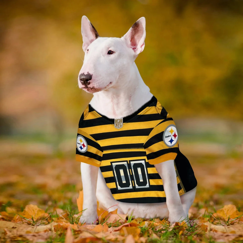 Pittsburgh Steelers Bumble Bee Throwback Dog Jersey, view 6