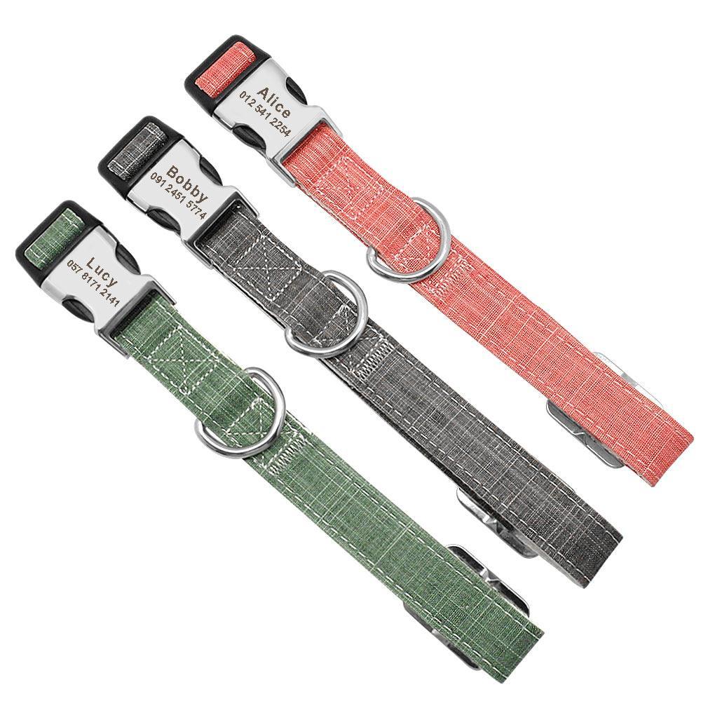 Personalized Engraved Nylon Dog Collar with ID Tag - Custom Name Collar for Dogs - Pets Perfect