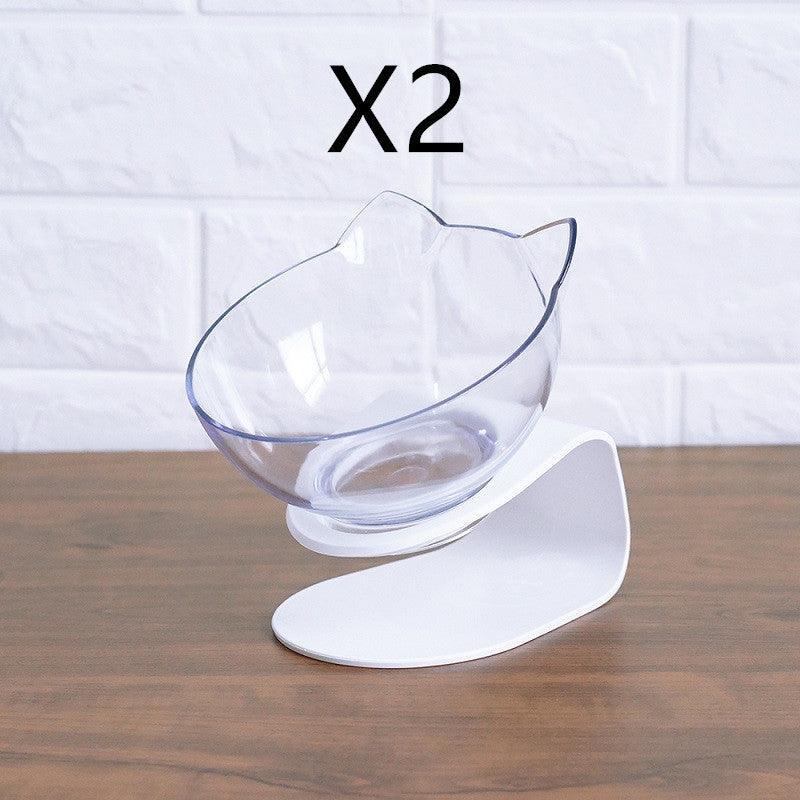 Elevated Non - Slip Double Cat Bowl With 15° Tilted Design - Pets Perfect