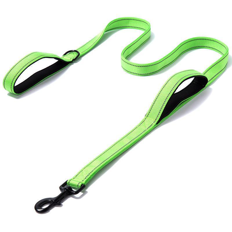 Reflective Nylon Double Thickened Dog Leash - Enhanced Visibility And Durability
