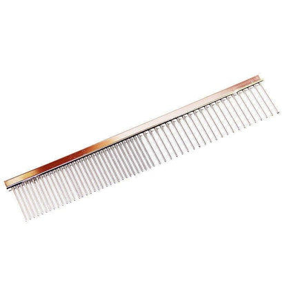 Dual - Spacing Stainless Steel Comb - Sparse & Dense Teeth for All Coat Types - Pets Perfect