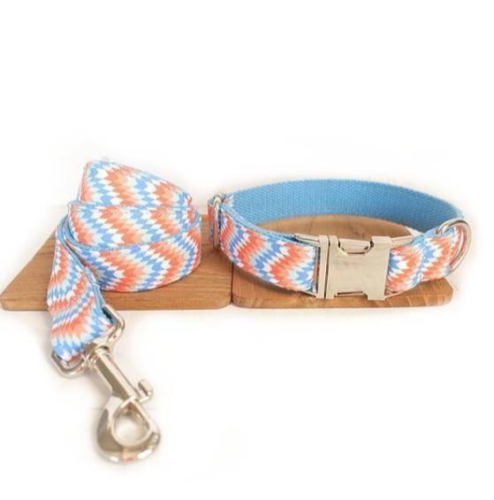 Patterned Dog Collar - Orange Blue Design - Pets Perfect