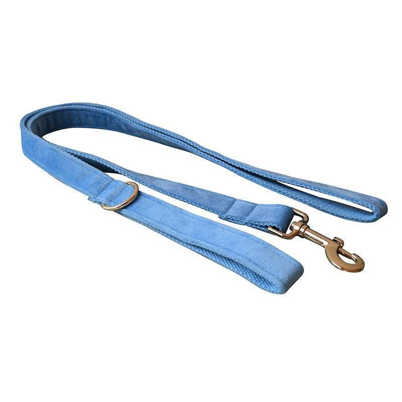 Luxury Velvet Dog Collar and Leash Set - Premium Monochrome Velvet Collar with Bow - Pets Perfect