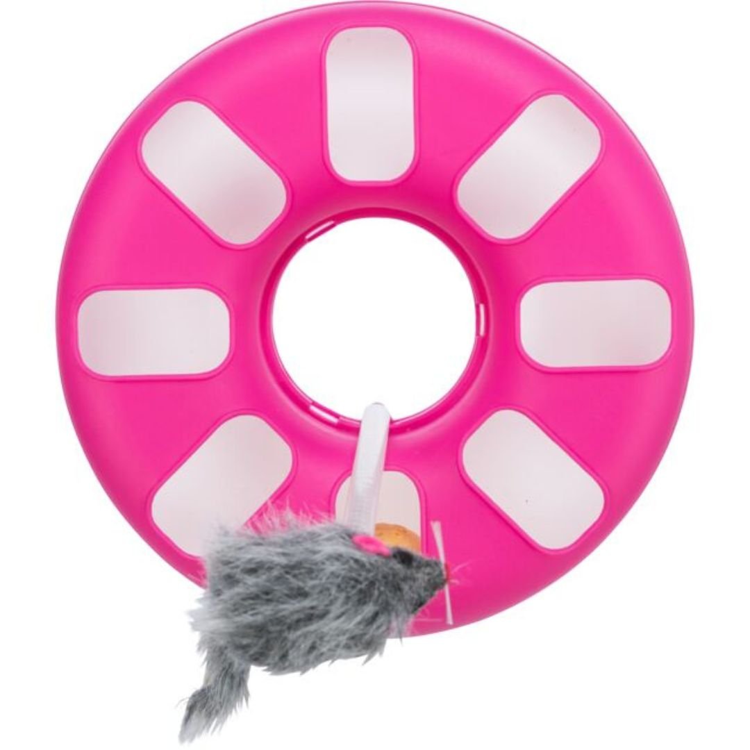 Trixie Cat Activity Crazy Circle With Plush Mouse Pink - Pets Perfect