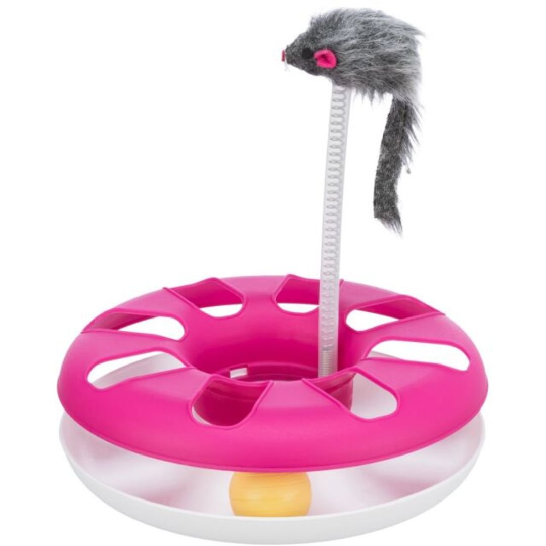 Trixie Cat Activity Crazy Circle With Plush Mouse Pink - Pets Perfect