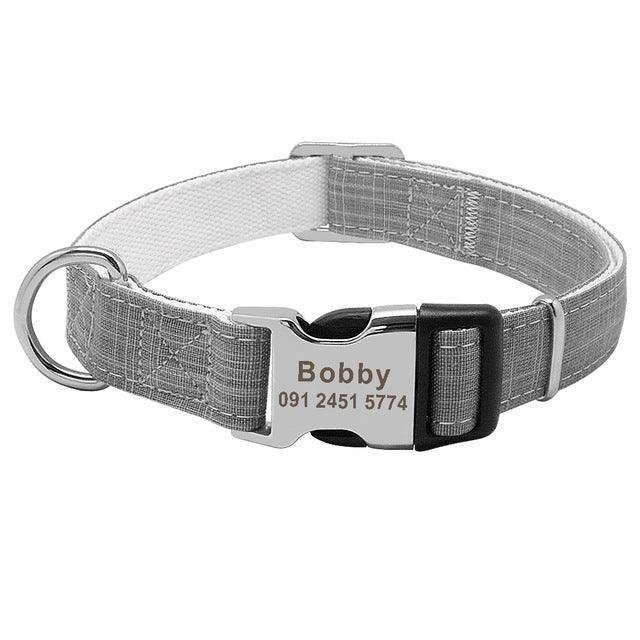 Personalized Engraved Nylon Dog Collar with ID Tag - Custom Name Collar for Dogs - Pets Perfect