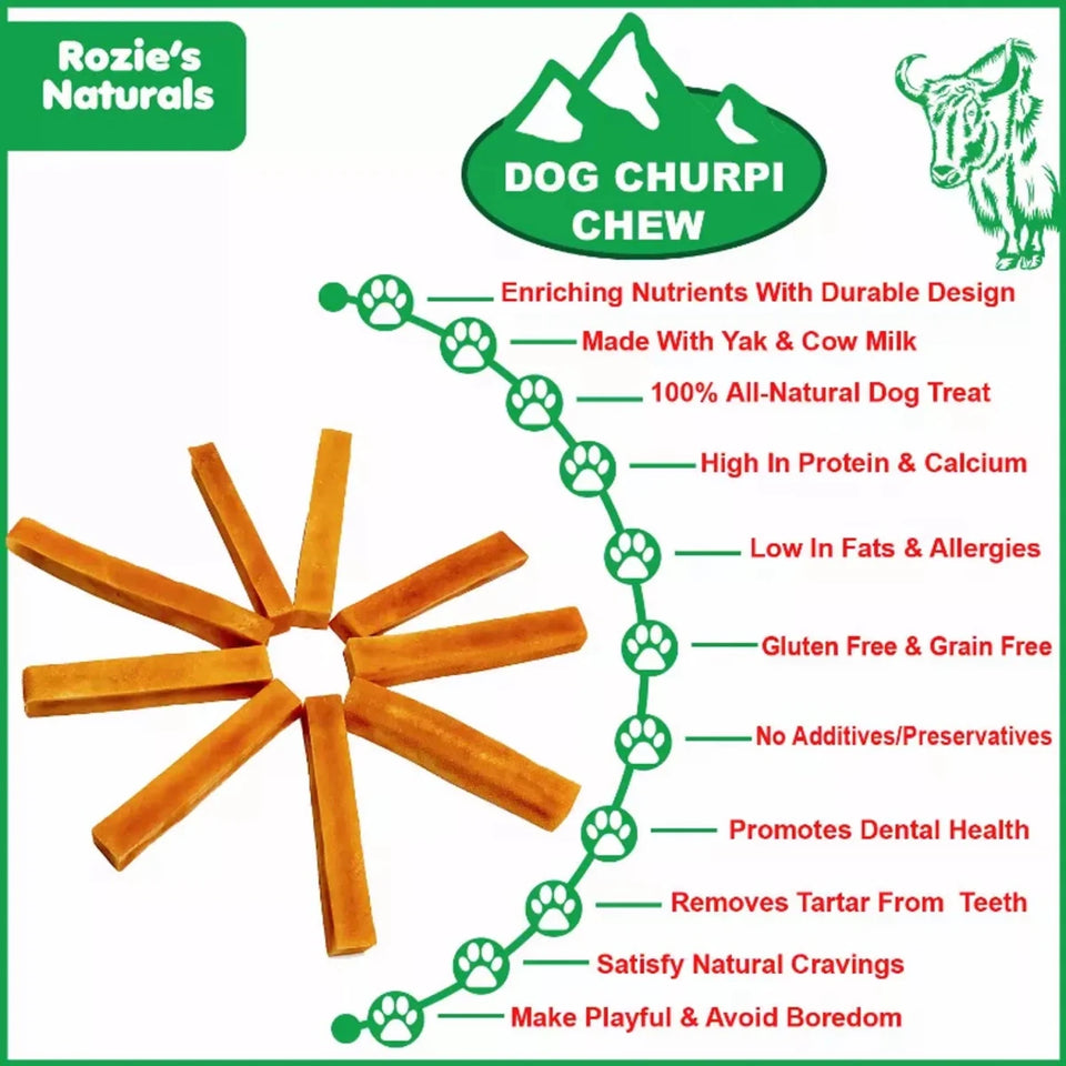 DOG CHURPI CHEW- 100% Natural, Himalayan Hard Yak Cheese Churpi Dog Chew Treats, Grain-Free, Gluten-Free, Dental Chews