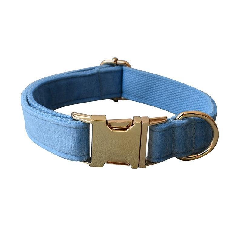 Luxury Velvet Dog Collar and Leash Set - Premium Monochrome Velvet Collar with Bow - Pets Perfect