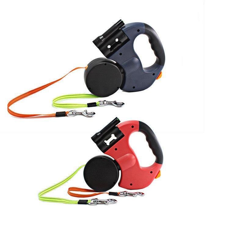The Ultimate Dual - Headed Pet Leash: Retractable, Rotatable, And Illuminated - Pets Perfect