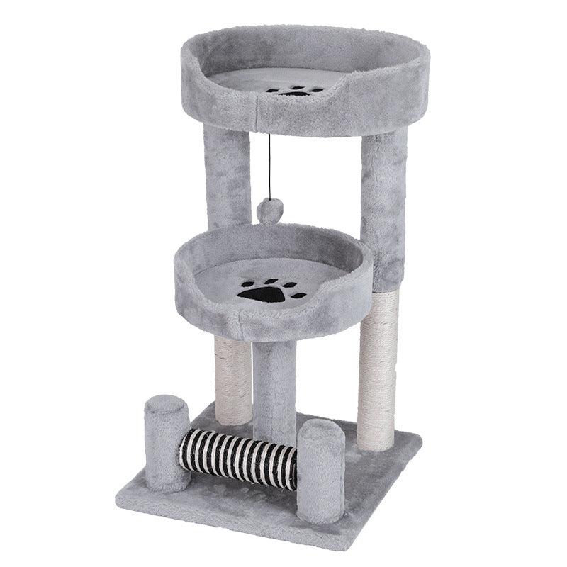 Paw Print Cat Climbing Frame - 2 - Tier Sisal Scratching Tower with Toy - Pets Perfect