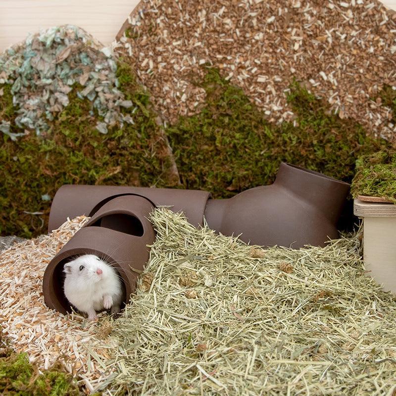 Golden Silk Bear Ceramic Hamster Zisha Tunnel Room - Ultimate Luxury Hamster Habitat - Pets Perfect