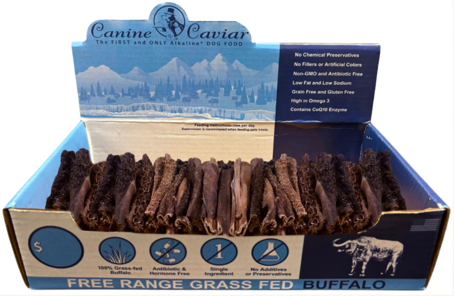 Premium Buffalo Tripe Flat Dog Treats - 100% Grass-Fed Natural Chews for Dogs, 6 Inch Vanilla Flavor