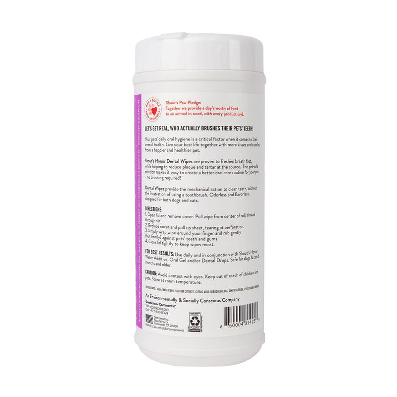Skout's Honor Dog & Cat Dental Wipes, 50 ct