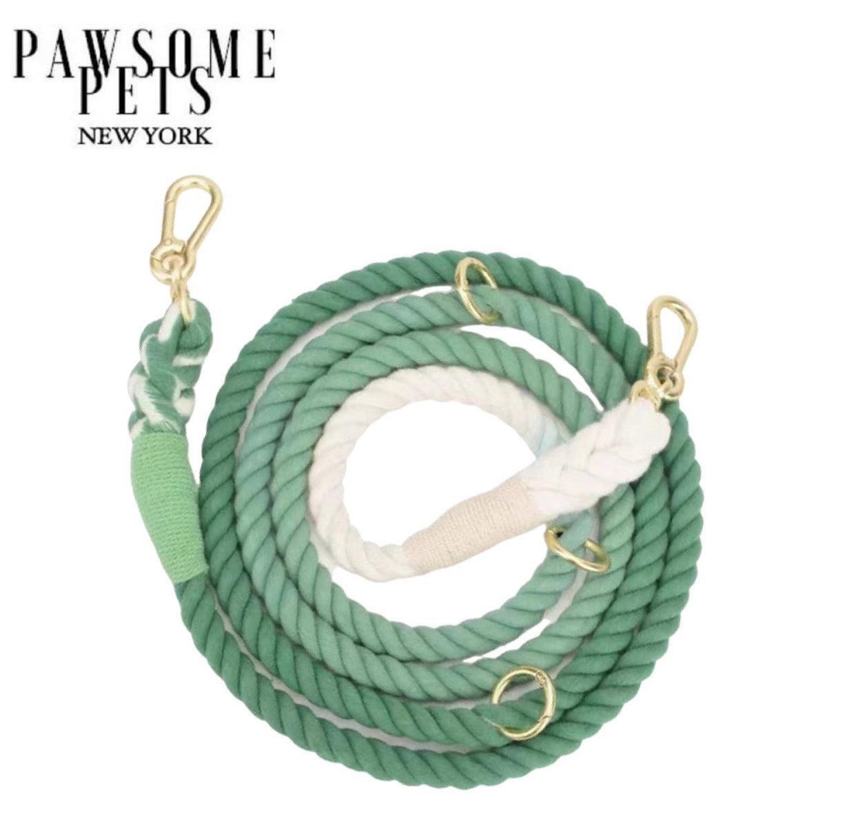 HANDS FREE DOG ROPE LEASH - OMBRE GREEN - Pets Perfect