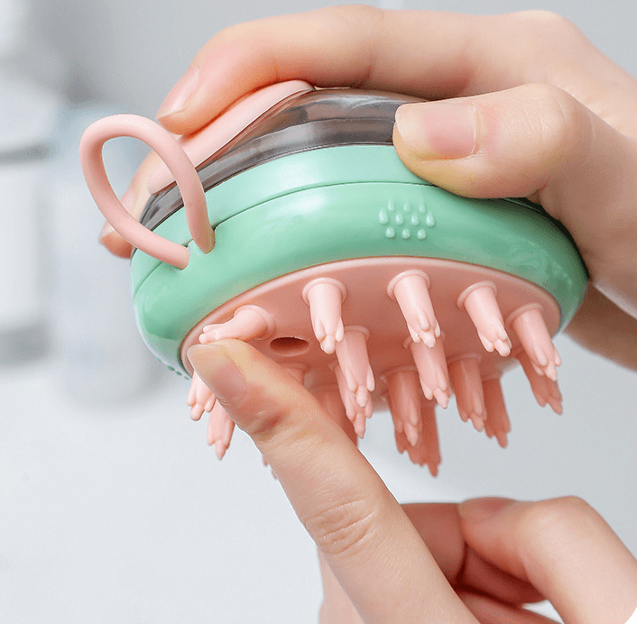 Dog Hugs Cat 2 - in - 1 Dog Bath Brush - Silicone Massage Brush with Shampoo Dispenser - Pets Perfect