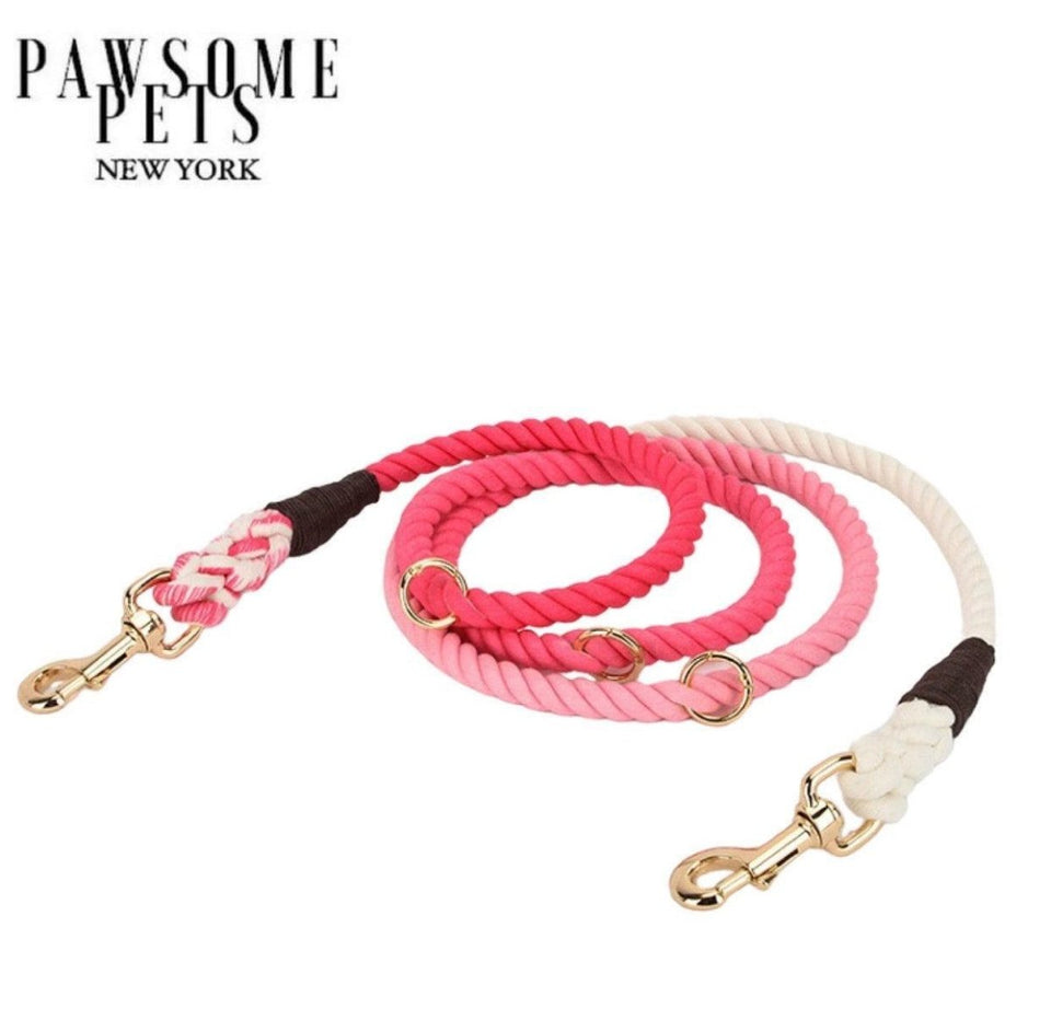 Hands-Free Dog Rope Dog Leash - Ombre Rose Pink