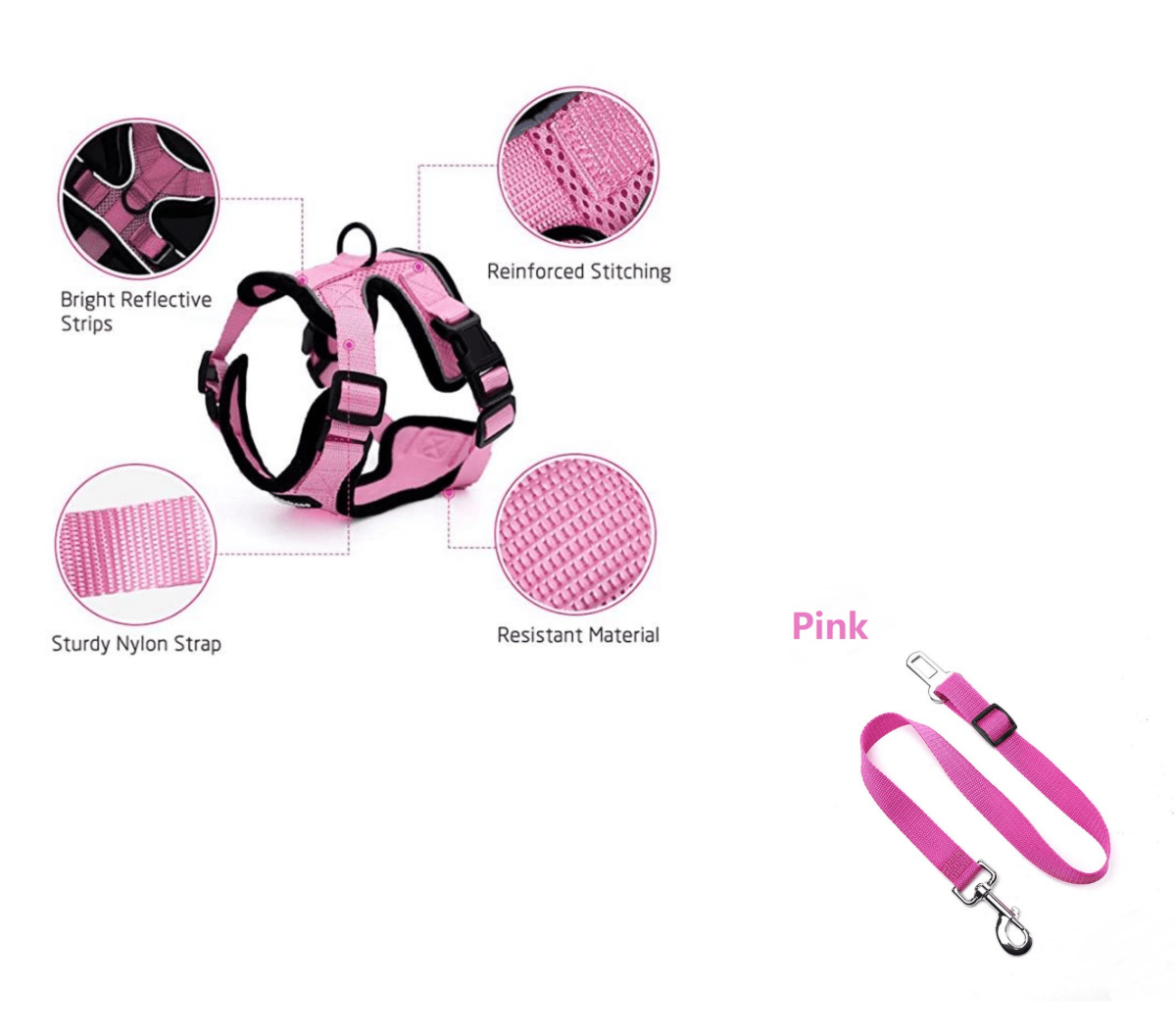 Escapeguard Cat Vest Harness And Car Seat Belt Adapter - Adjustable, Reflective, And Escape - Proof Harness For Cats And Small Dogs - Pets Perfect