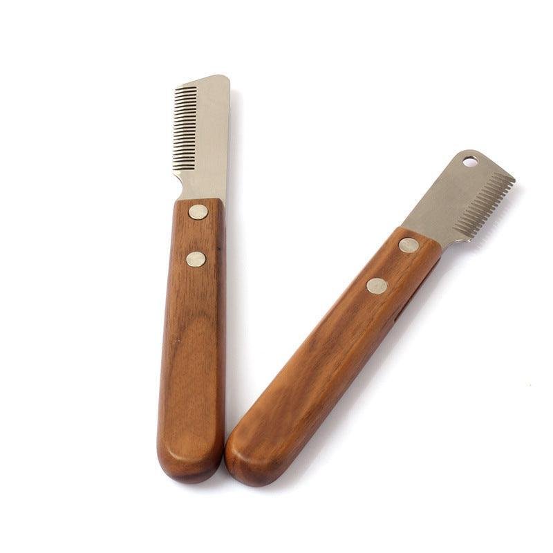 Walnut Handle Stripping Comb - Stainless Steel Plucking Knife for Terrier Dogs - Pets Perfect