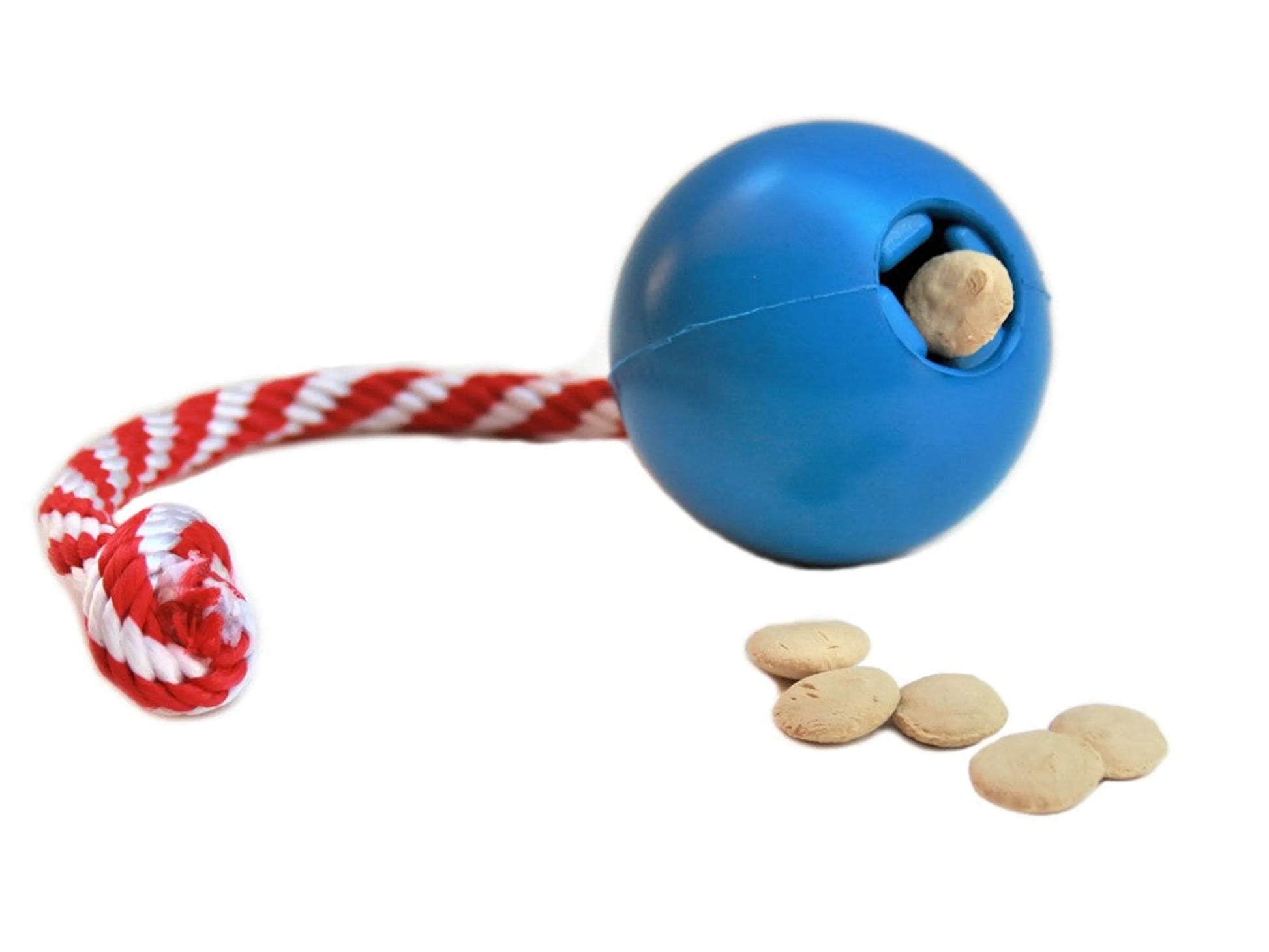  Cherry bomb dog toy demonstrating size and multi-purpose design for medium large dogs
