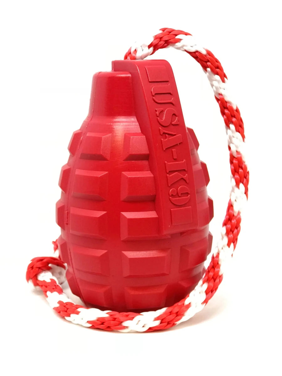 USA-K9 Grenade Durable Rubber Chew Dog Toy, Treat Dispenser, Tug Toy, Black/XL, view 6