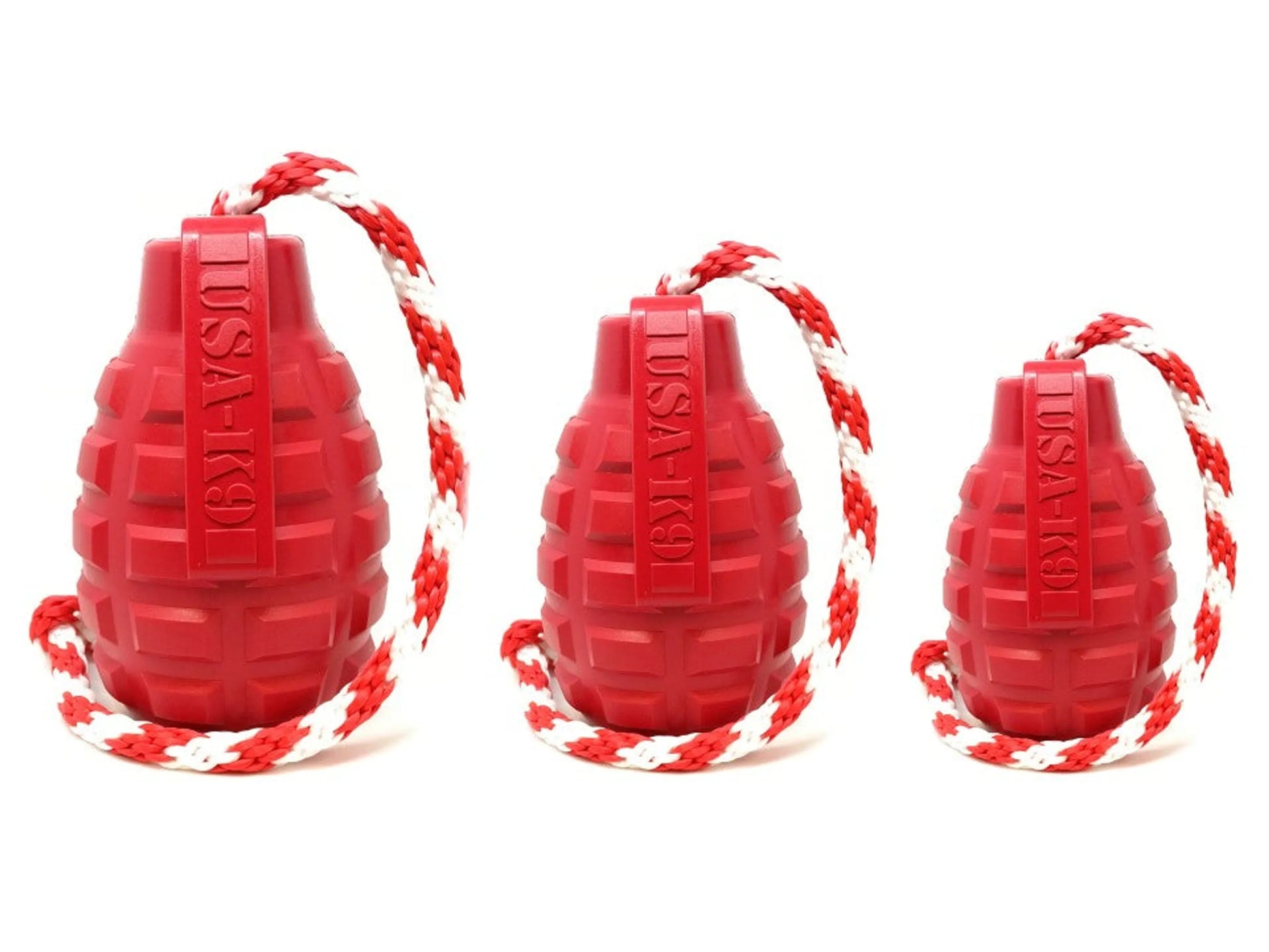 USA - K9 Grenade Durable Rubber Chew Toy, Treat Dispenser, Reward Toy, Tug Toy, and Retrieving Toy - Pets Perfect