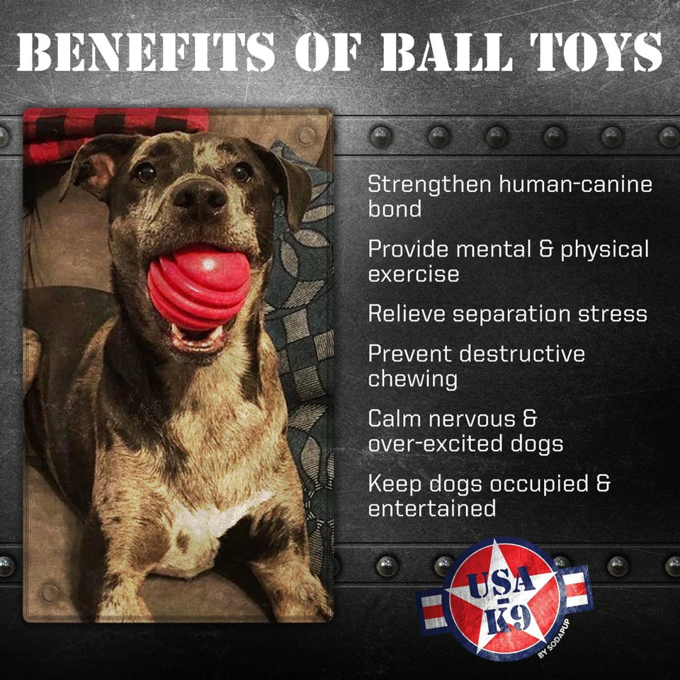 USA-K9 Stars and Stripes Ultra-Durable Rubber Dog Chew Ball - Pets Perfect