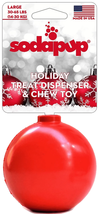 SP Christmas Ornament Durable Rubber Chew Dog Toy & Treat Dispenser, Red/MEDIUM