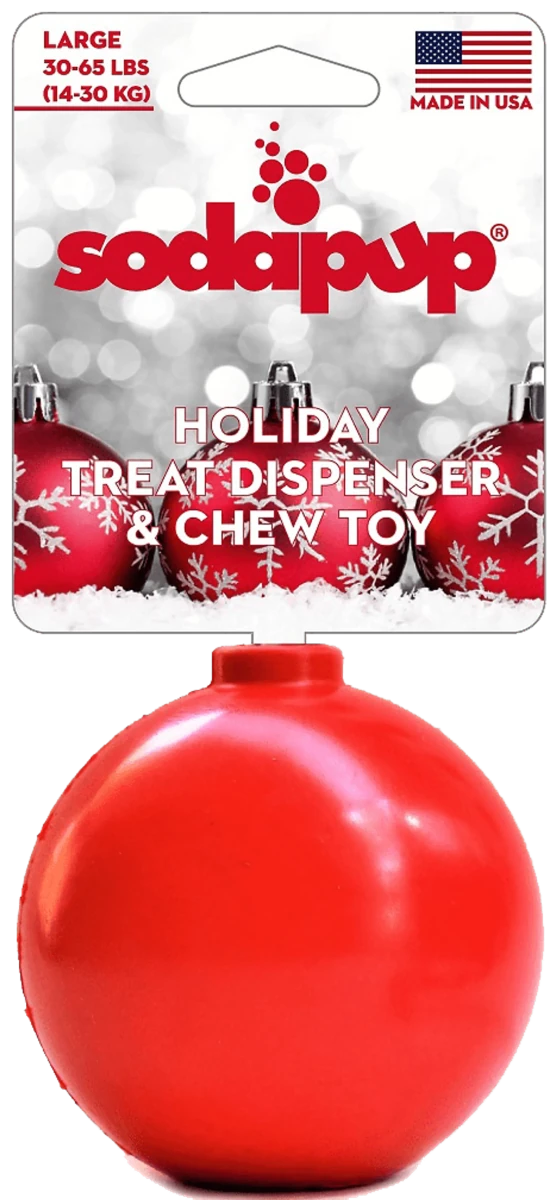 SP Christmas Ornament Durable Rubber Chew Dog Toy & Treat Dispenser, Red/LARGE, view 2
