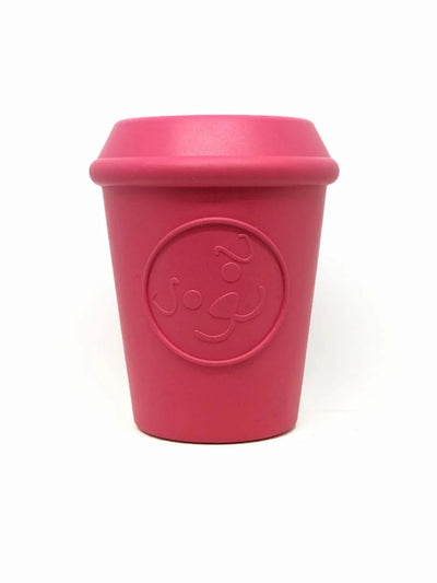 Coffee Cup Durable Rubber Chew Dog Toy and Treat Dispenser, Pink/LARGE