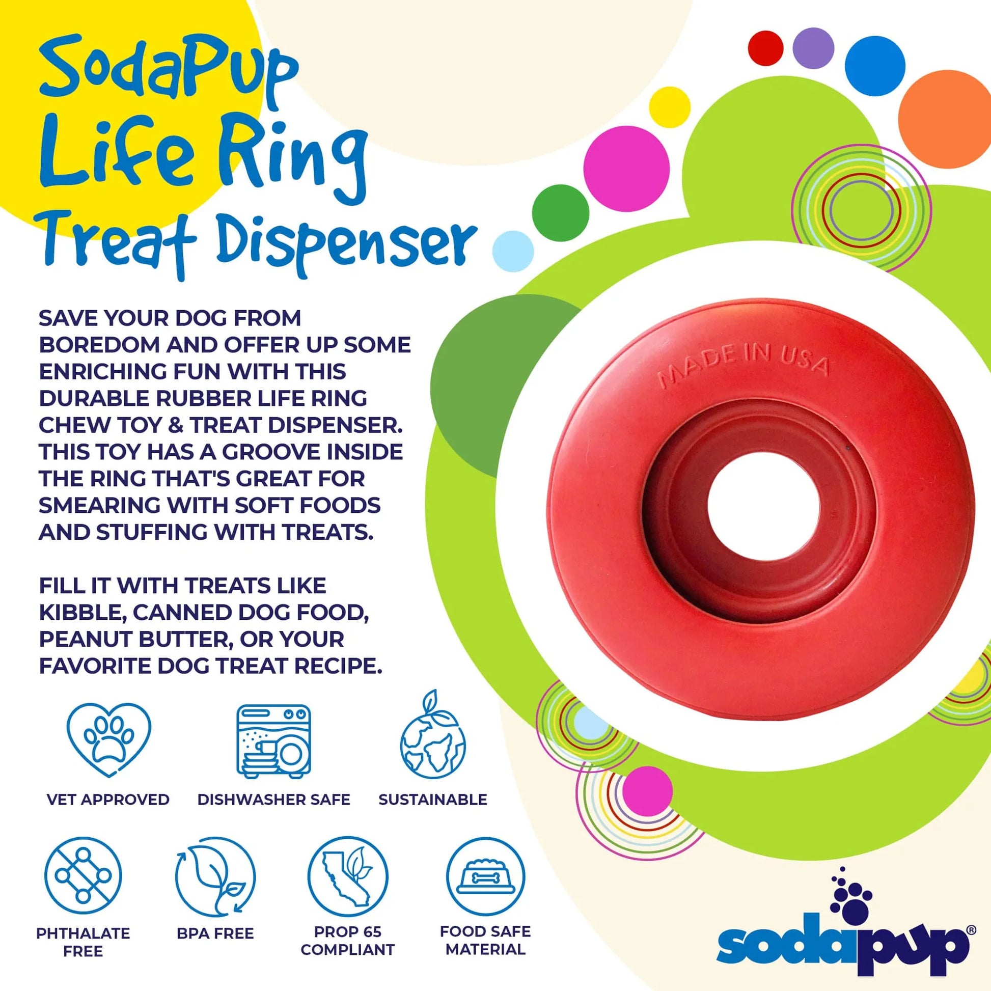 SP Life Ring Durable Rubber Chew Toy & Treat Dispenser - Pets Perfect