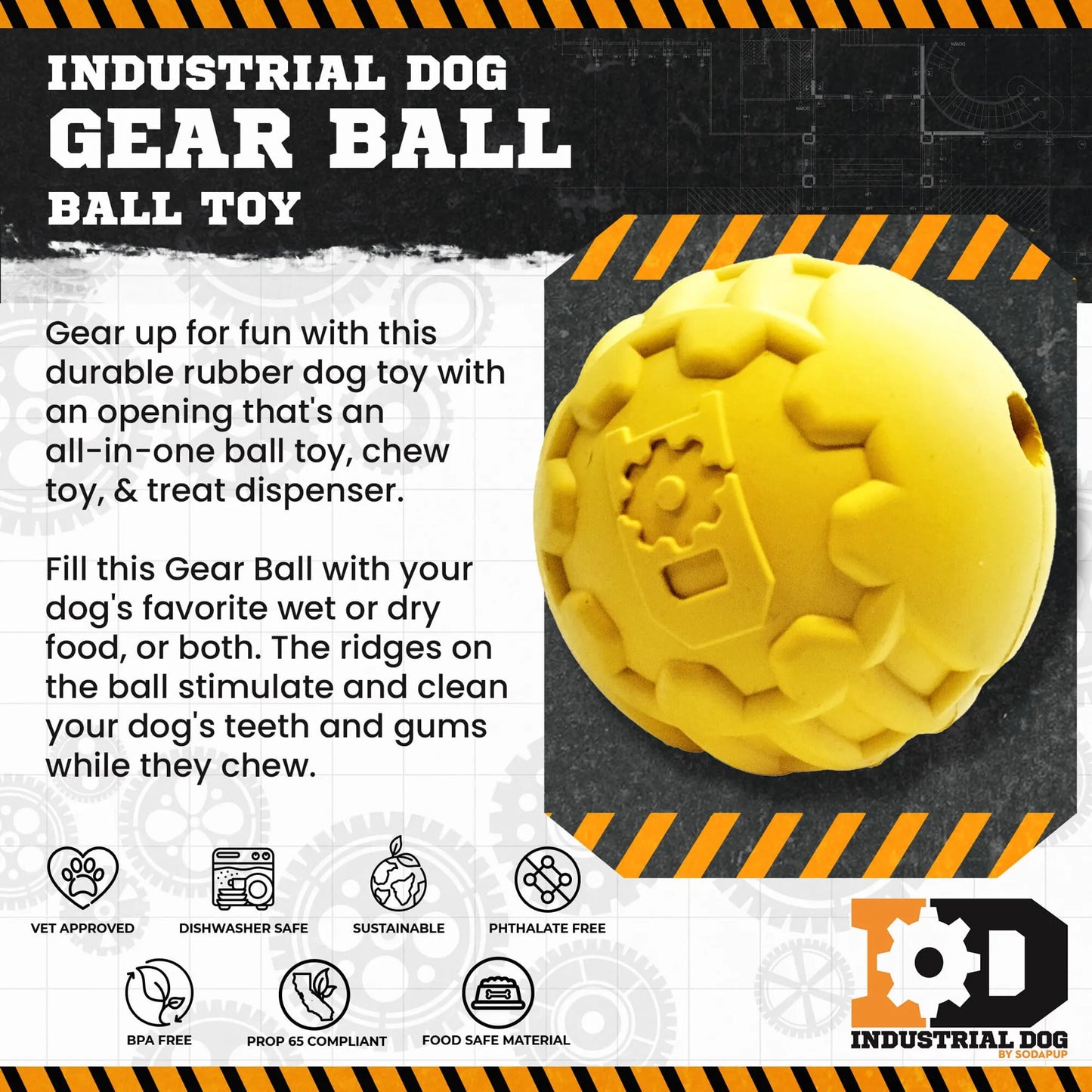 ID Ball Dog Toy – Ultra-Durable Rubber Chew Ball for Tough Chewers