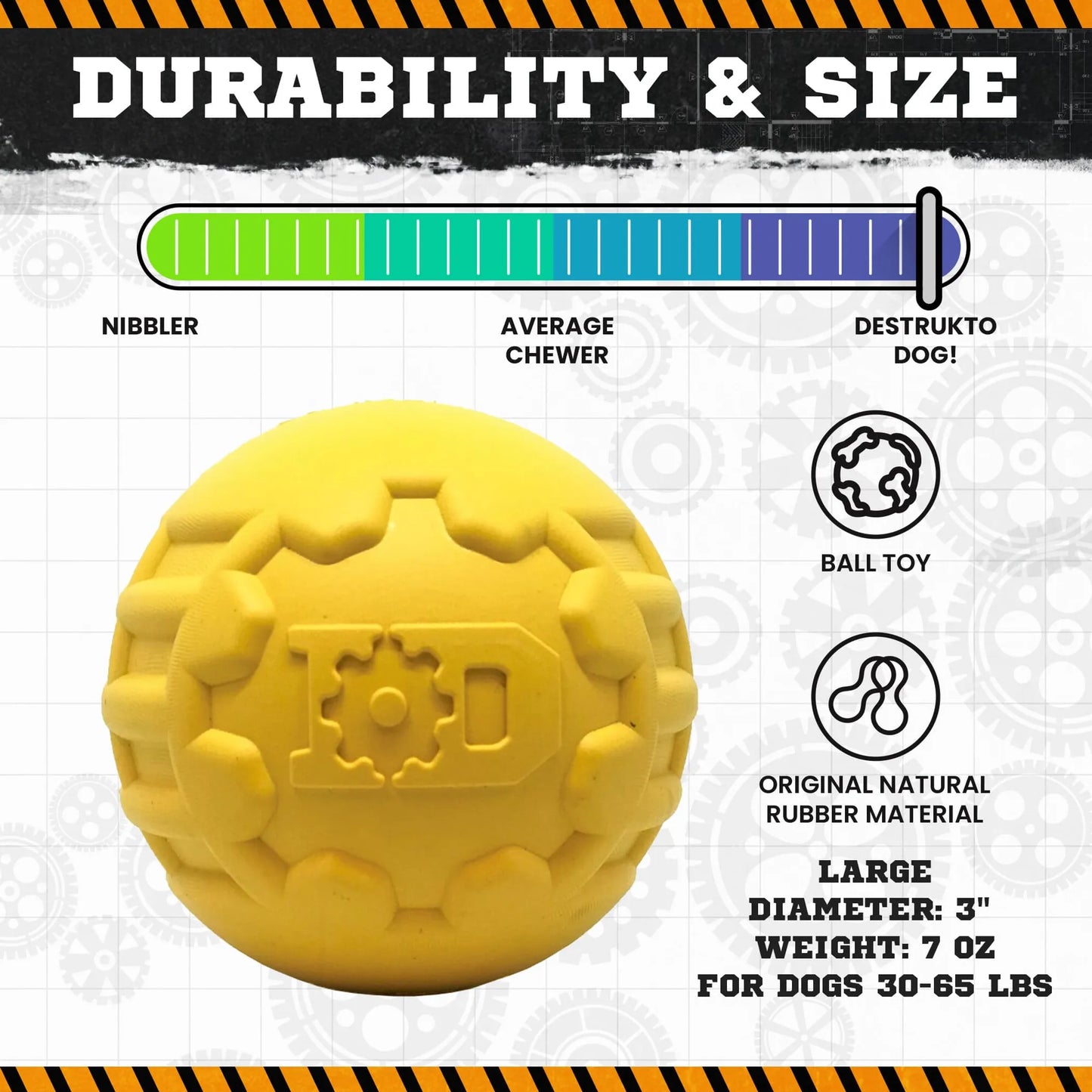 ID Ball Dog Toy – Ultra-Durable Rubber Chew Ball for Tough Chewers