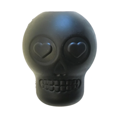 MKB Sugar Skull Durable Rubber Chew Dog Toy & Treat Dispenser, Black/LARGE