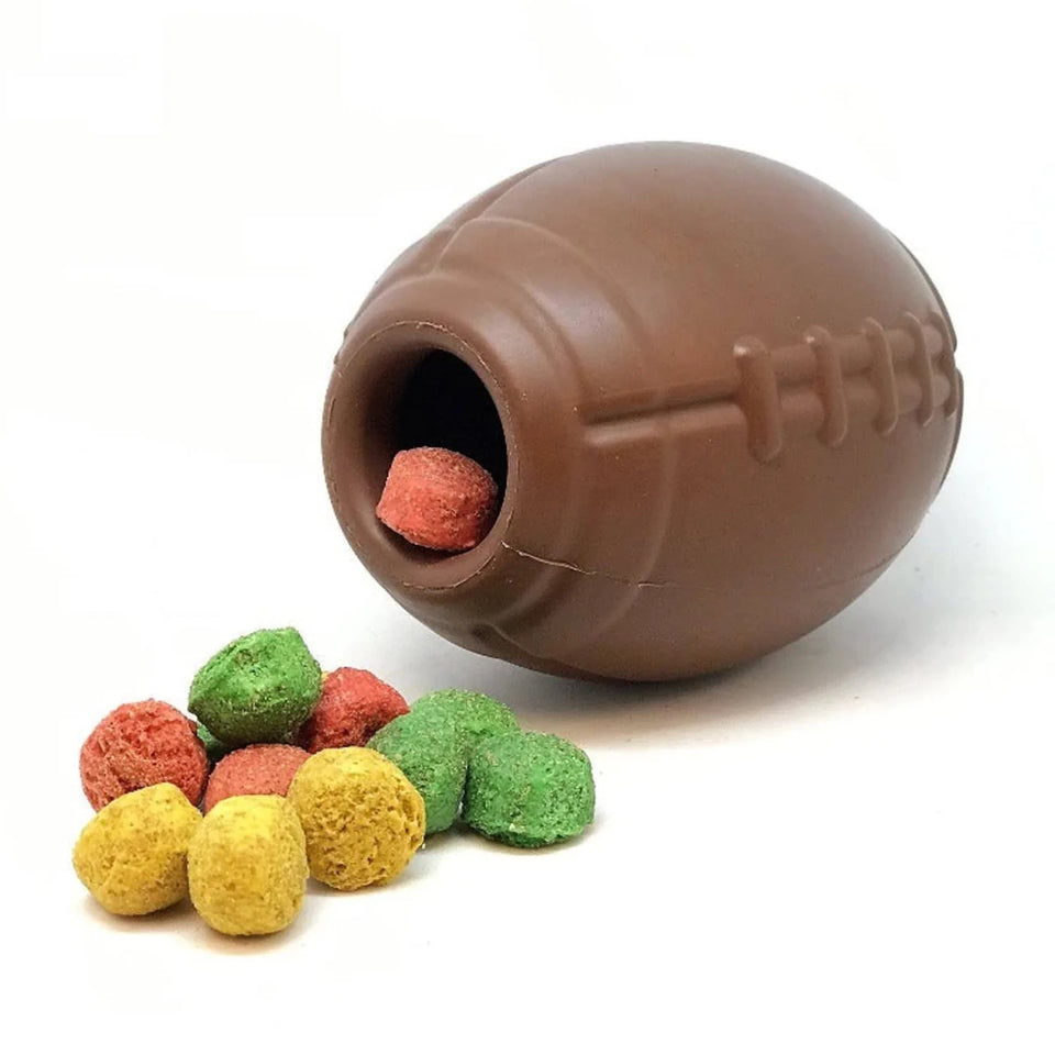 MKB Football Durable Rubber Chew Dog Toy and Treat Dispenser - Pets Perfect