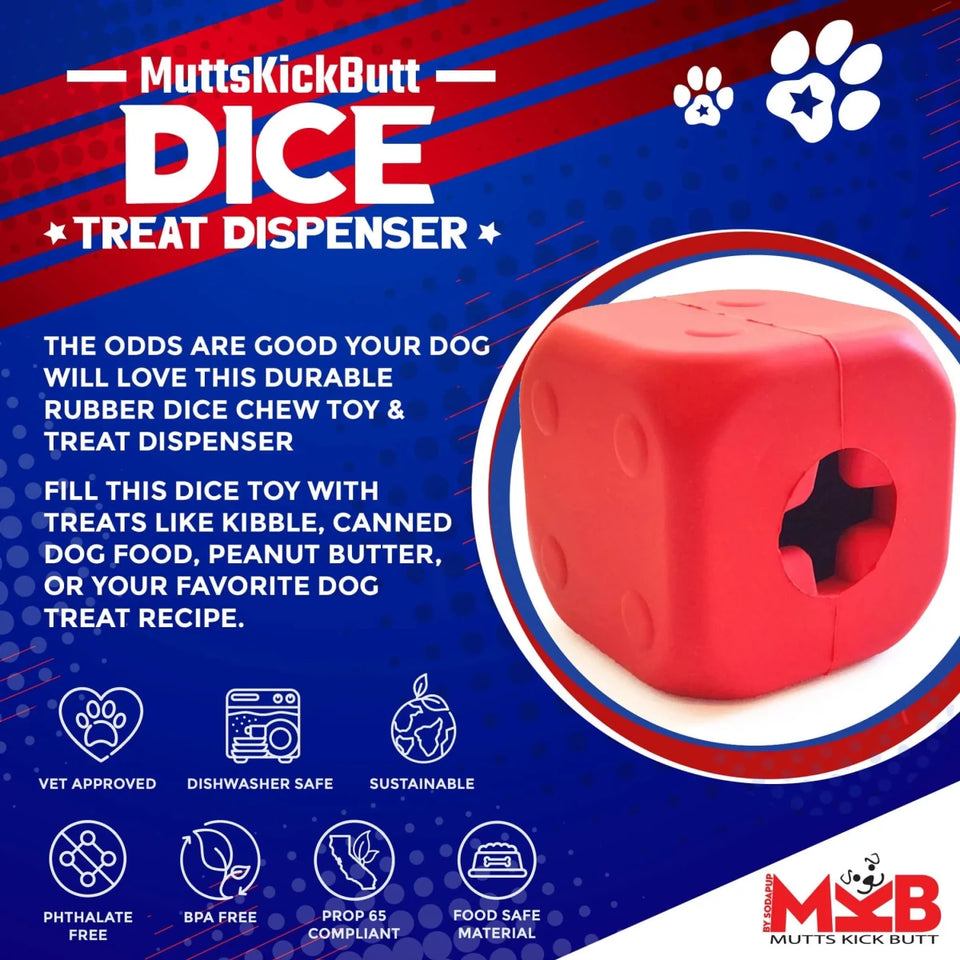 MKB Dice Dog Toy Durable Rubber Chew Toy & Treat Dispenser - Pets Perfect