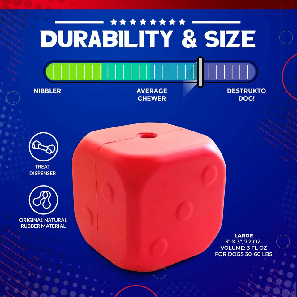 MKB Dice Dog Toy Durable Rubber Chew Toy & Treat Dispenser - Pets Perfect