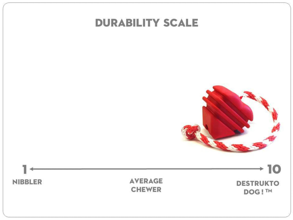 MKB Heart on a String Ultra - Durable Durable Rubber Chew Toy, Reward Toy, Tug Toy, and Retrieving Toy - Pets Perfect